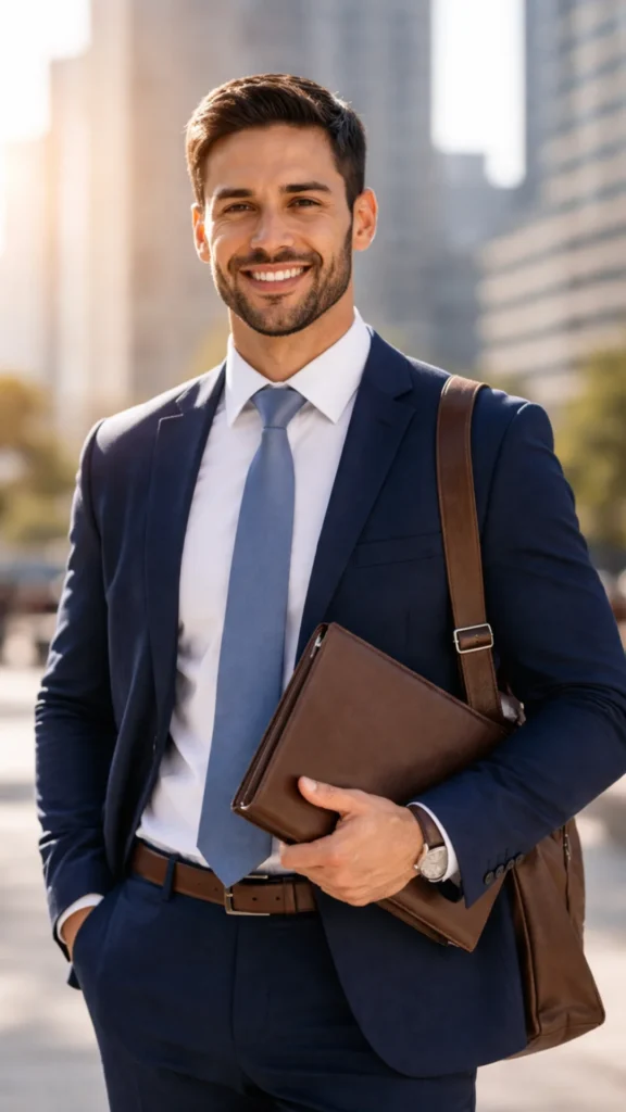 ECOTEC professional with a briefcase in an international financial district